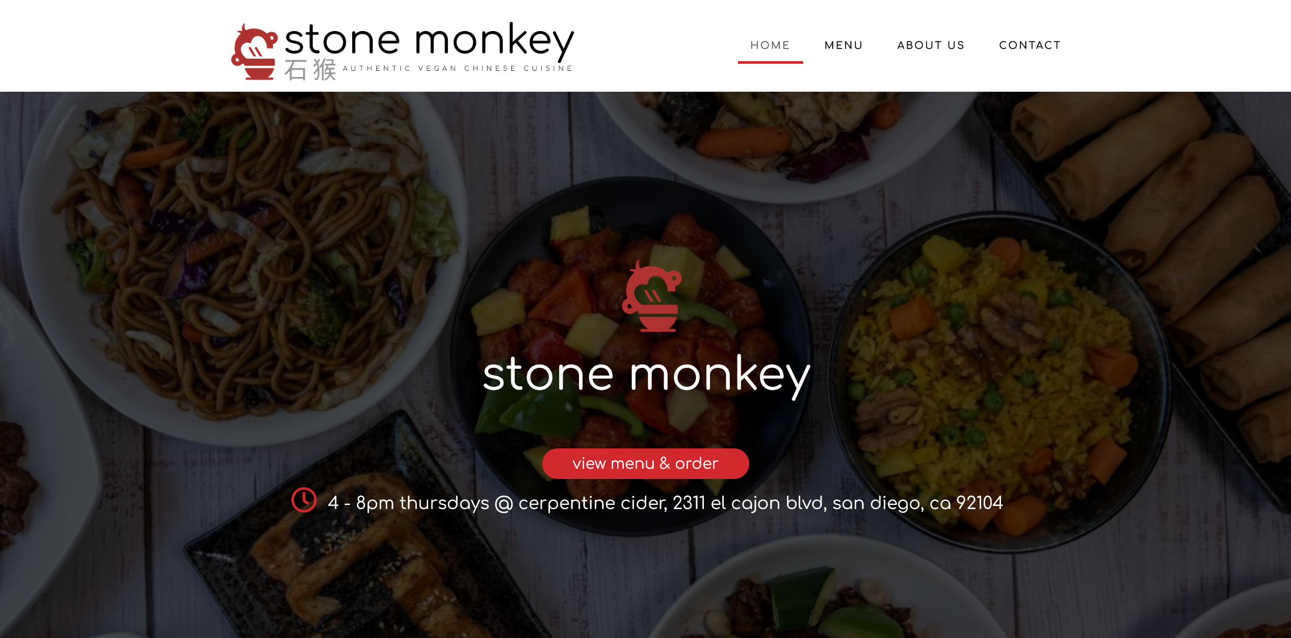 Stone Monkey - Authentic Vegan Chinese Cuisine - Hero Section