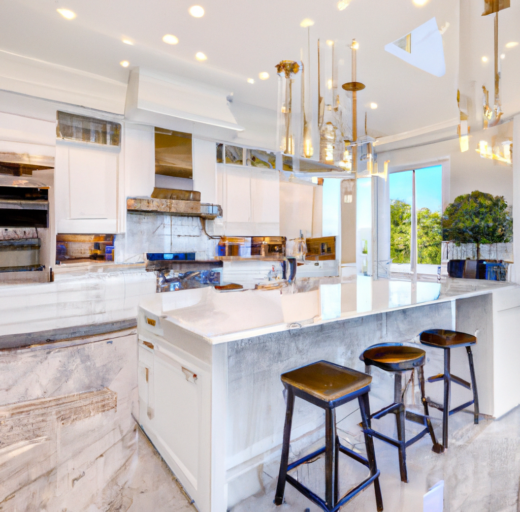 Beautiful white marble kitchen in luxury home