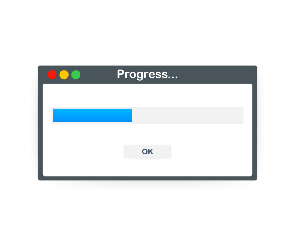 Loading data window with progress bar