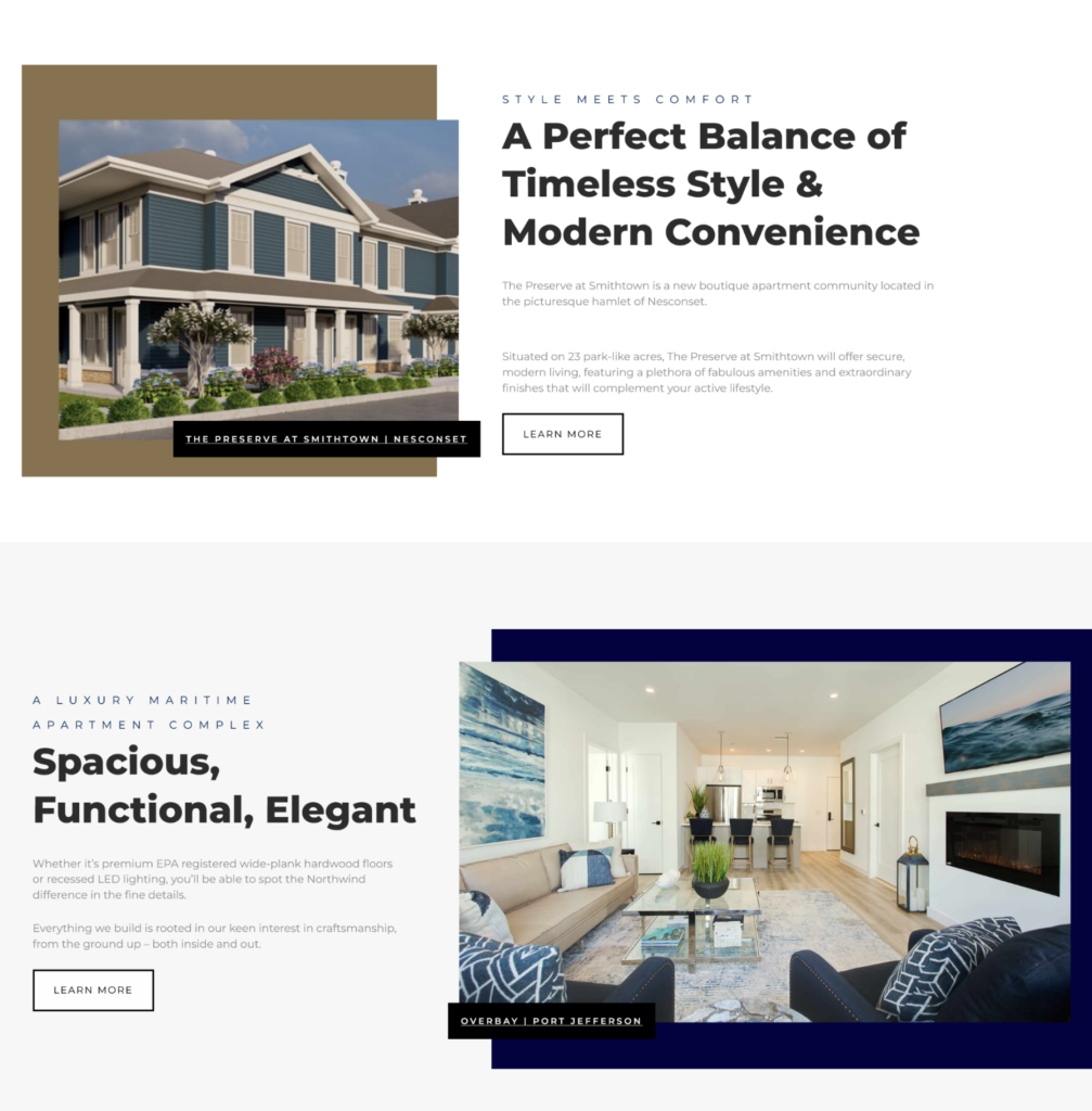 Screenshot of Northwind home page with two featured properties